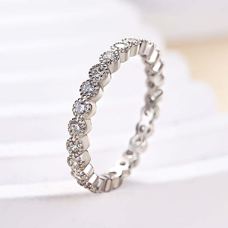 Vintage Pave Wedding Band In Sterling Silver-Sterling Silver-lornajewelry