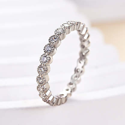 Vintage Pave Wedding Band In Sterling Silver-Sterling Silver-lornajewelry