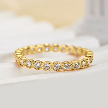 Vintage Pave Wedding Band In Sterling Silver-Sterling Silver-lornajewelry