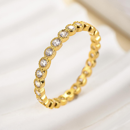 Vintage Pave Wedding Band In Sterling Silver-Sterling Silver-lornajewelry