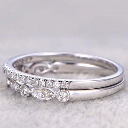 Half Eternity Stackable s Wedding Band Set-Sterling Silver-lornajewelry