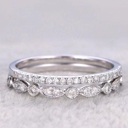 Half Eternity Stackable s Wedding Band Set-Sterling Silver-lornajewelry
