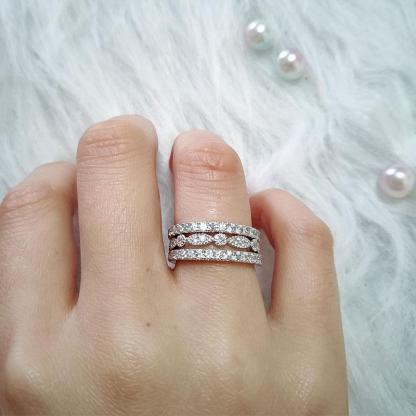 Full Eternity 3PC Stacking Wedding Band Set In White Gold Plated-Sterling Silver-lornajewelry