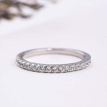 Round Full Eternity Sterling Silver Wedding Band Stackable Ring-Sterling Silver-lornajewelry
