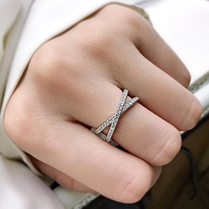 X Criss Cross Wedding Band-Sterling Silver-lornajewelry