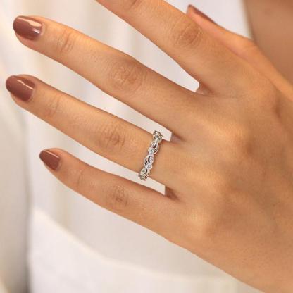 Vintage Leaf & Vine Art Deco Wedding Band In Sterling Silver-Sterling Silver-lornajewelry