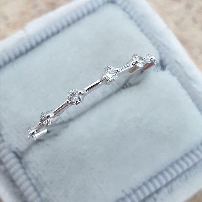 Fashion Design White Gold Round Cut Women's Wedding Band In Sterling Silver-Sterling Silver-lornajewelry