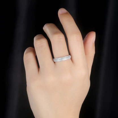 Vintage 3-Line Pave Wedding Band For Women In Sterling Silver-Sterling Silver-lornajewelry