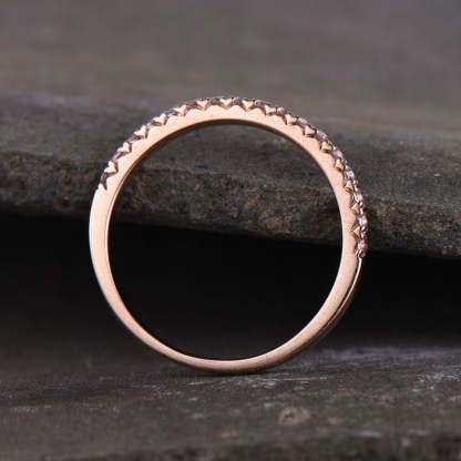 Half Eternity Rose Gold Peachy Pink Stone Women's Wedding Band In Sterling Silver-Sterling Silver-lornajewelry