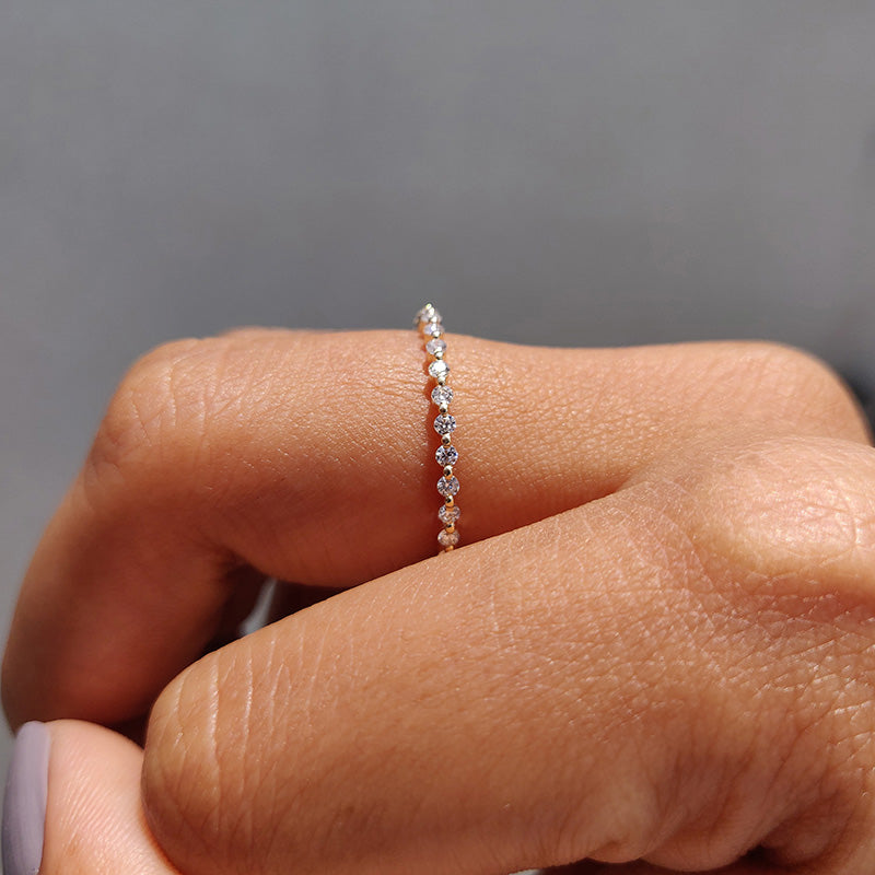 Classic Yellow Gold Round Cut Full Eternity Wedding Band In Sterling Silver-Sterling Silver-lornajewelry