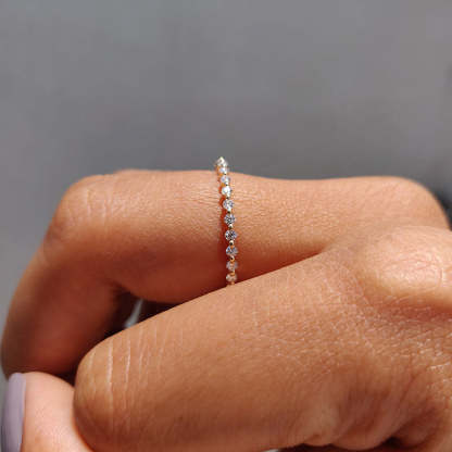 Classic Yellow Gold Round Cut Full Eternity Wedding Band In Sterling Silver-Sterling Silver-lornajewelry