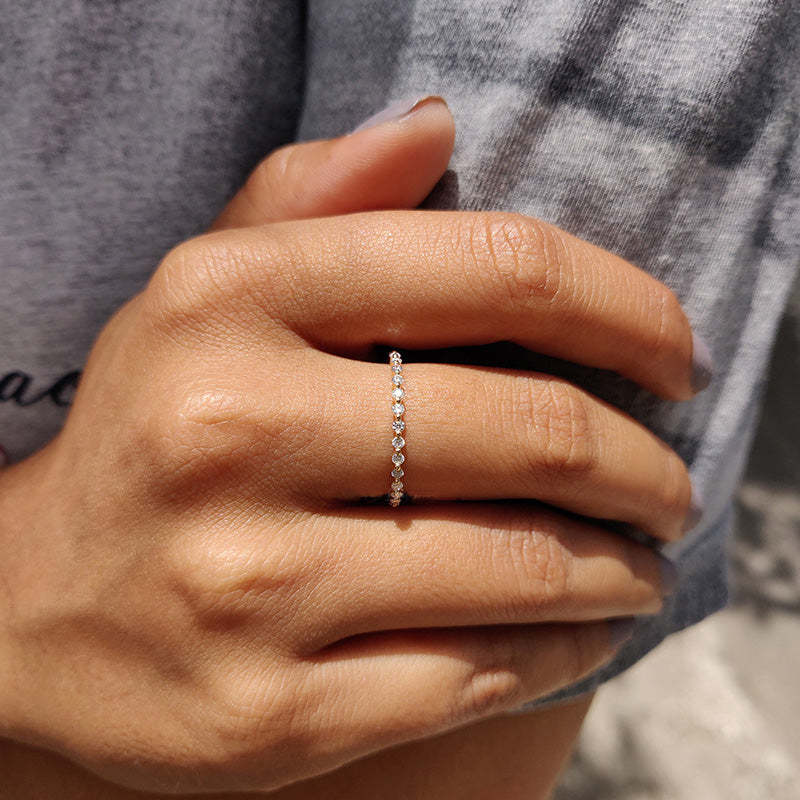 Classic Yellow Gold Round Cut Full Eternity Wedding Band In Sterling Silver-Sterling Silver-lornajewelry