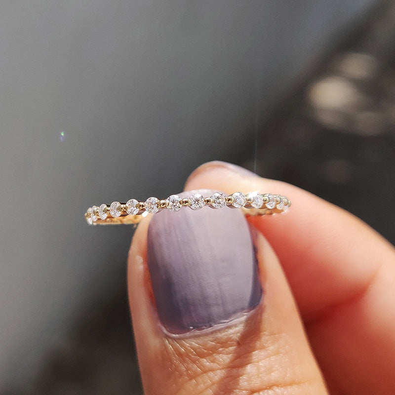 Classic Yellow Gold Round Cut Full Eternity Wedding Band In Sterling Silver-Sterling Silver-lornajewelry