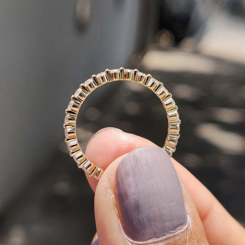 Classic Yellow Gold Round Cut Full Eternity Wedding Band In Sterling Silver-Sterling Silver-lornajewelry