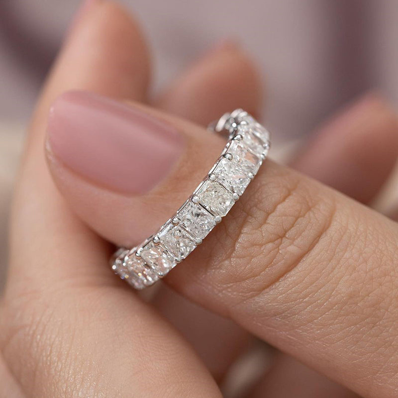 Elegant Radiant Cut Women's Wedding Band In Sterling Silver-Sterling Silver-lornajewelry
