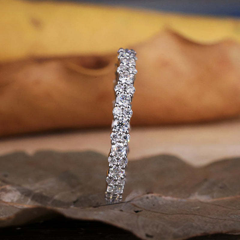 Gorgeous Round Cut 5PC Stackable Wedding Band Set In Sterling Silver-Sterling Silver-lornajewelry