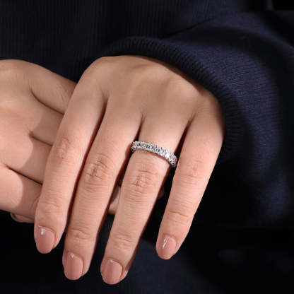 Classic Emerald Cut s Women's Wedding Band-Sterling Silver-lornajewelry