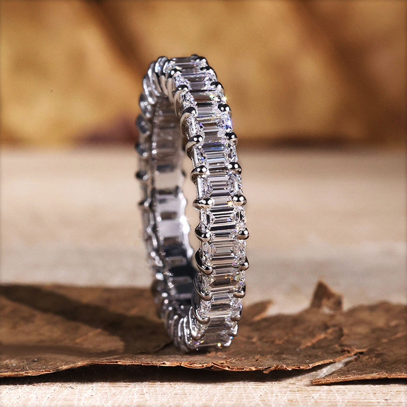 Classic Emerald Cut s Women's Wedding Band-Sterling Silver-lornajewelry