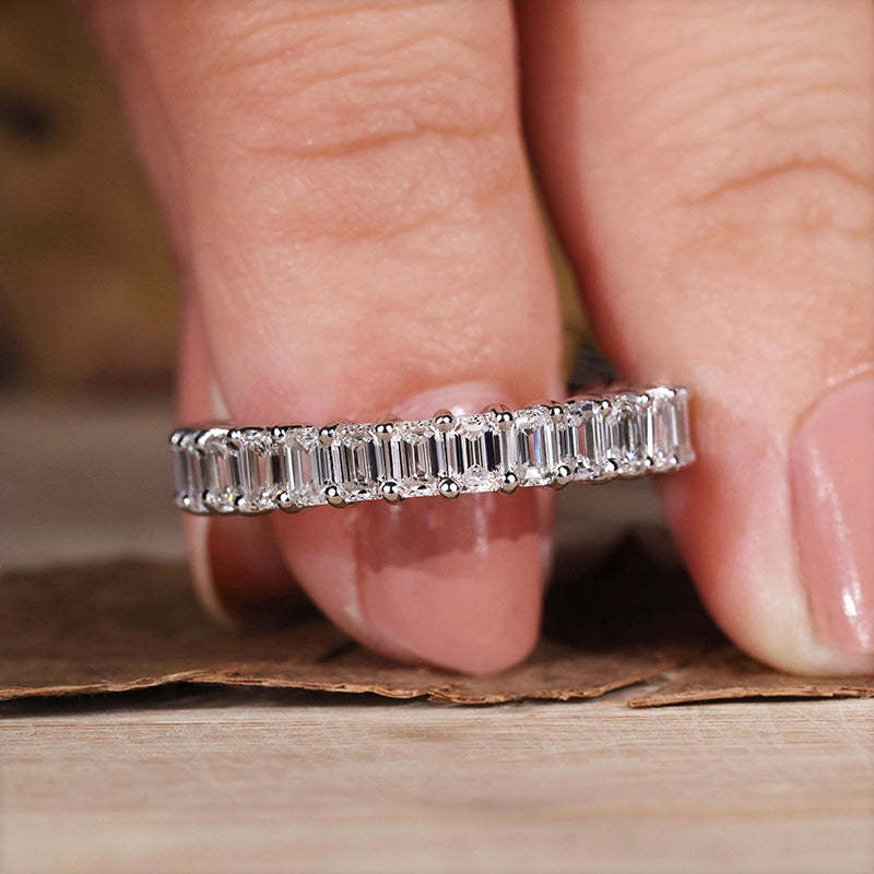 Classic Emerald Cut s Women's Wedding Band-Sterling Silver-lornajewelry