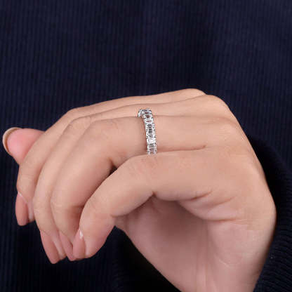 Classic Emerald Cut s Women's Wedding Band-Sterling Silver-lornajewelry