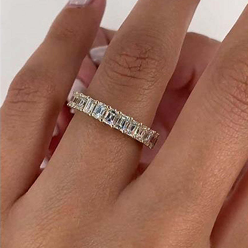 Classic Emerald Cut s Women's Wedding Band-Sterling Silver-lornajewelry