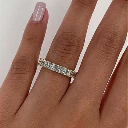 Classic Emerald Cut s Women's Wedding Band-Sterling Silver-lornajewelry