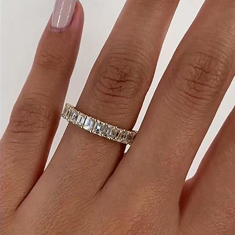 Classic Emerald Cut s Women's Wedding Band-Sterling Silver-lornajewelry