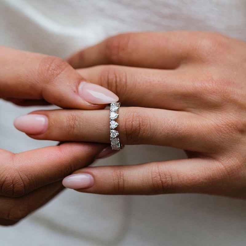 Elegant Full Heart Cut Women's Wedding Band In Sterling Silver-Sterling Silver-lornajewelry