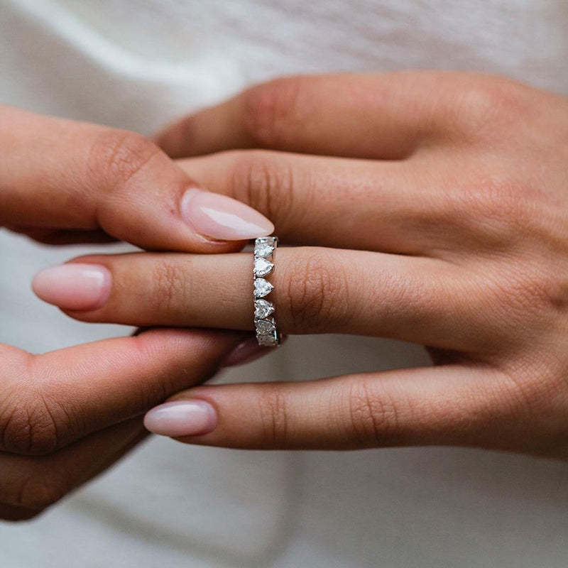 Elegant Full Heart Cut Women's Wedding Band In Sterling Silver-Sterling Silver-lornajewelry