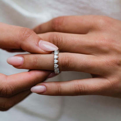 Elegant Full Heart Cut Women's Wedding Band In Sterling Silver-Sterling Silver-lornajewelry