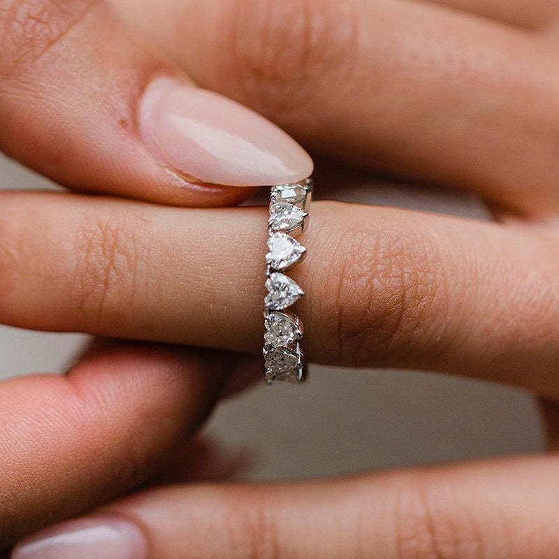 Elegant Full Heart Cut Women's Wedding Band In Sterling Silver-Sterling Silver-lornajewelry