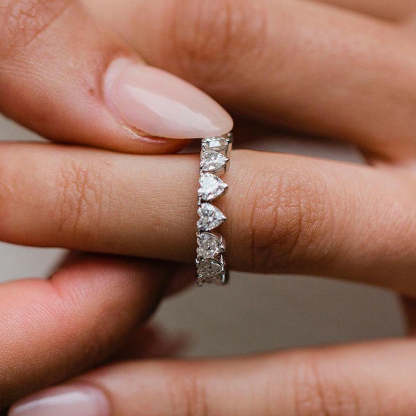 Elegant Full Heart Cut Women's Wedding Band In Sterling Silver-Sterling Silver-lornajewelry