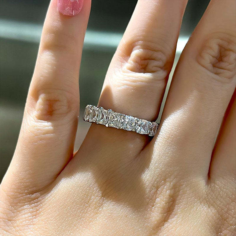 Glamorous Halo Cushion Cut 3PC Wedding Set-Sterling Silver-lornajewelry