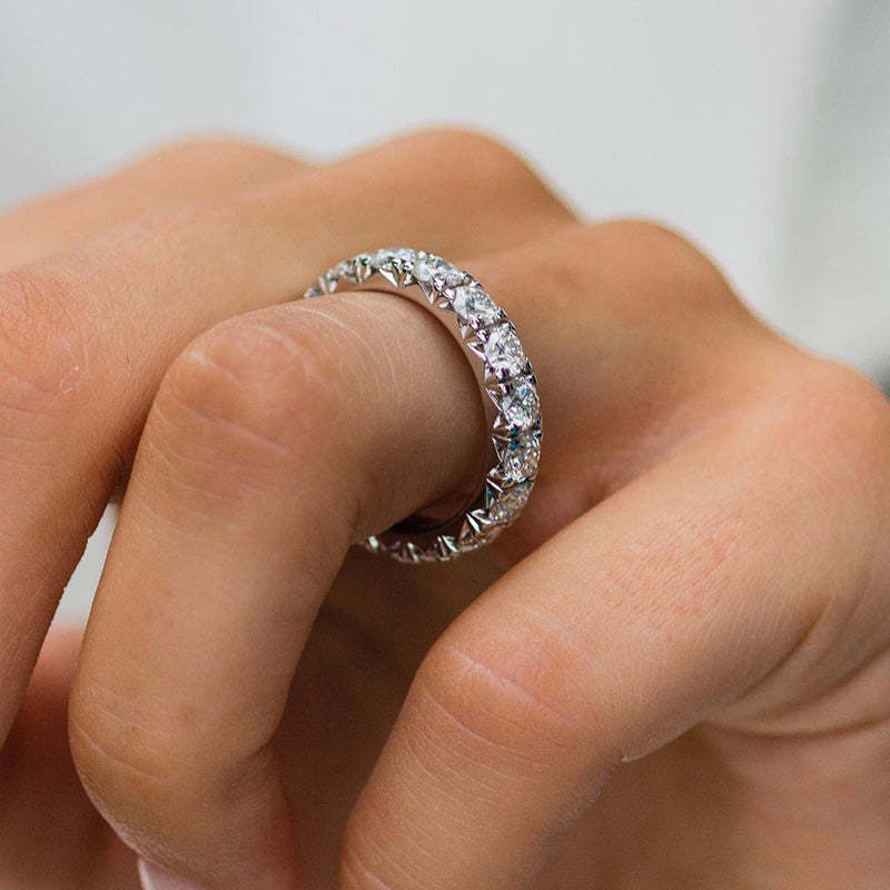 Stunning Round Cut Women's Wedding Band In Sterling Silver-Sterling Silver-lornajewelry