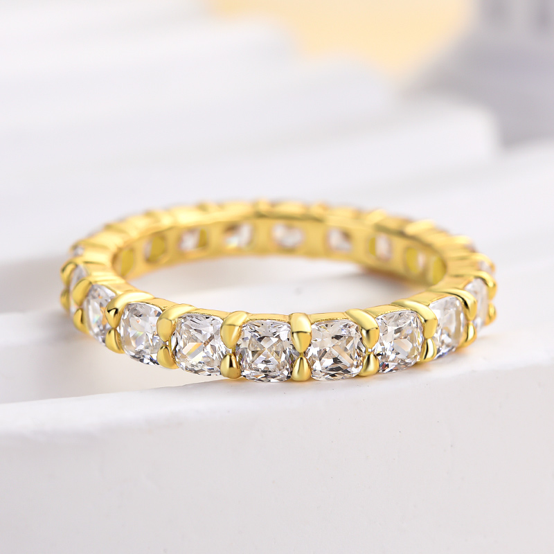 Stunning Cushion Cut Women's Wedding Band In Sterling Silver-Sterling Silver-lornajewelry