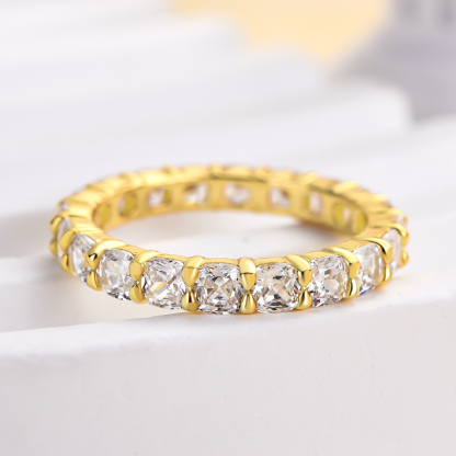 Stunning Cushion Cut Women's Wedding Band In Sterling Silver-Sterling Silver-lornajewelry