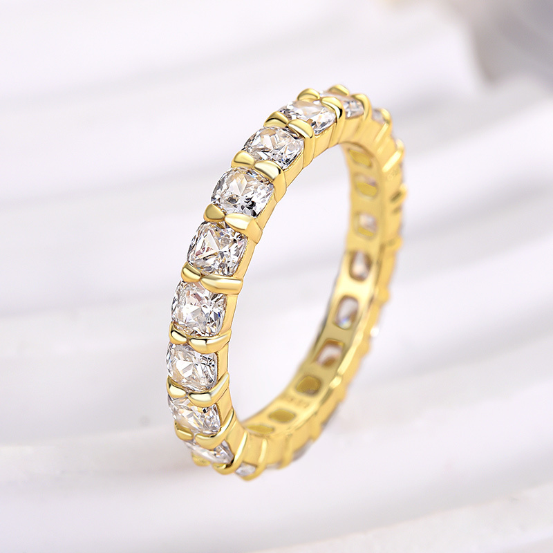 Stunning Cushion Cut Women's Wedding Band In Sterling Silver-Sterling Silver-lornajewelry