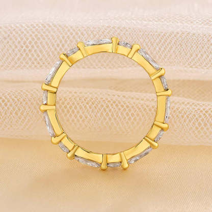 Exclusive Yellow Gold Marquise Cut Wedding Band In Sterling Silver-Sterling Silver-lornajewelry