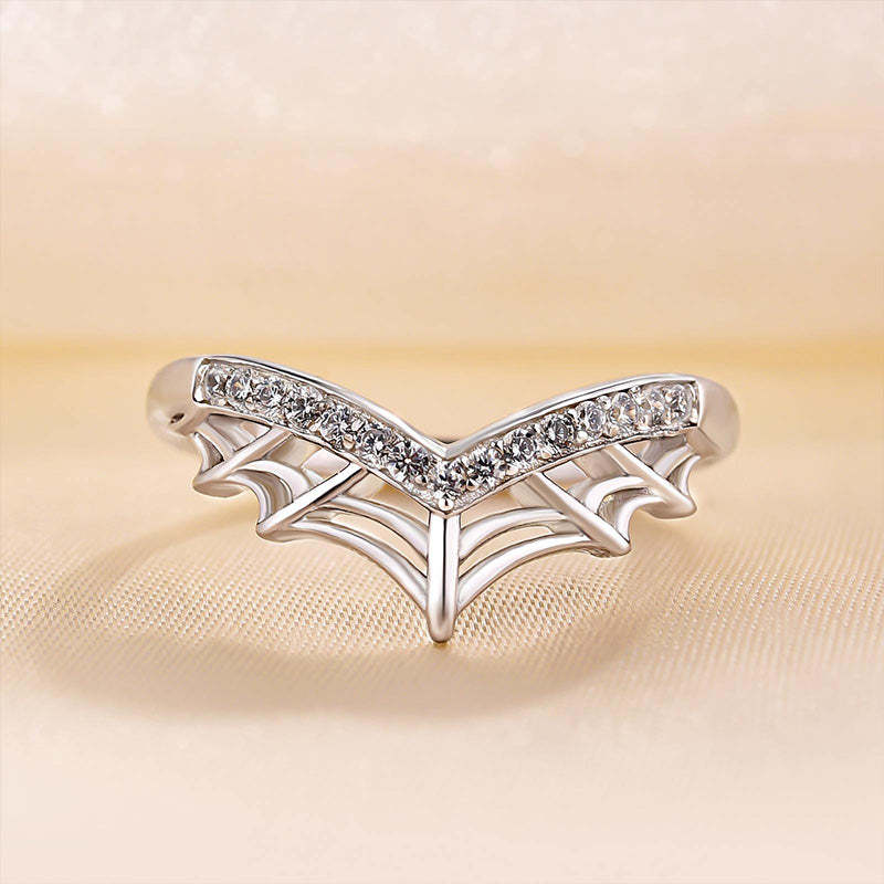 Unique Cobweb Design Round Cut Wedding Band In Sterling Silver-Sterling Silver-lornajewelry