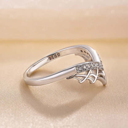 Unique Cobweb Design Round Cut Wedding Band In Sterling Silver-Sterling Silver-lornajewelry
