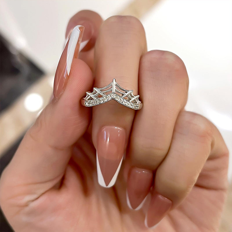 Unique Cobweb Design Round Cut Wedding Band In Sterling Silver-Sterling Silver-lornajewelry