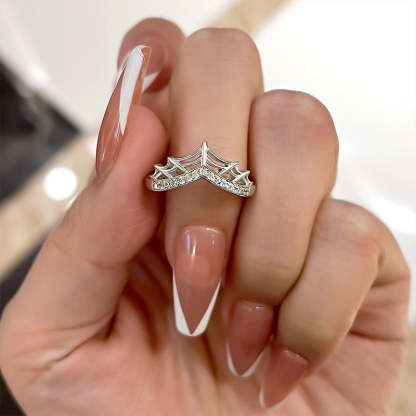 Unique Cobweb Design Round Cut Wedding Band In Sterling Silver-Sterling Silver-lornajewelry