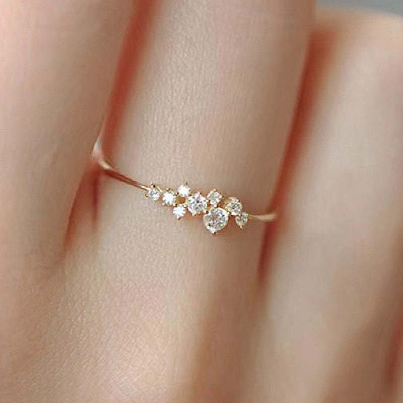 Elegant Gypsophila Yellow Gold Round Cut Wedding Band In Sterling Silver-Sterling Silver-lornajewelry