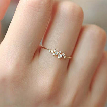 Elegant Gypsophila Yellow Gold Round Cut Wedding Band In Sterling Silver-Sterling Silver-lornajewelry