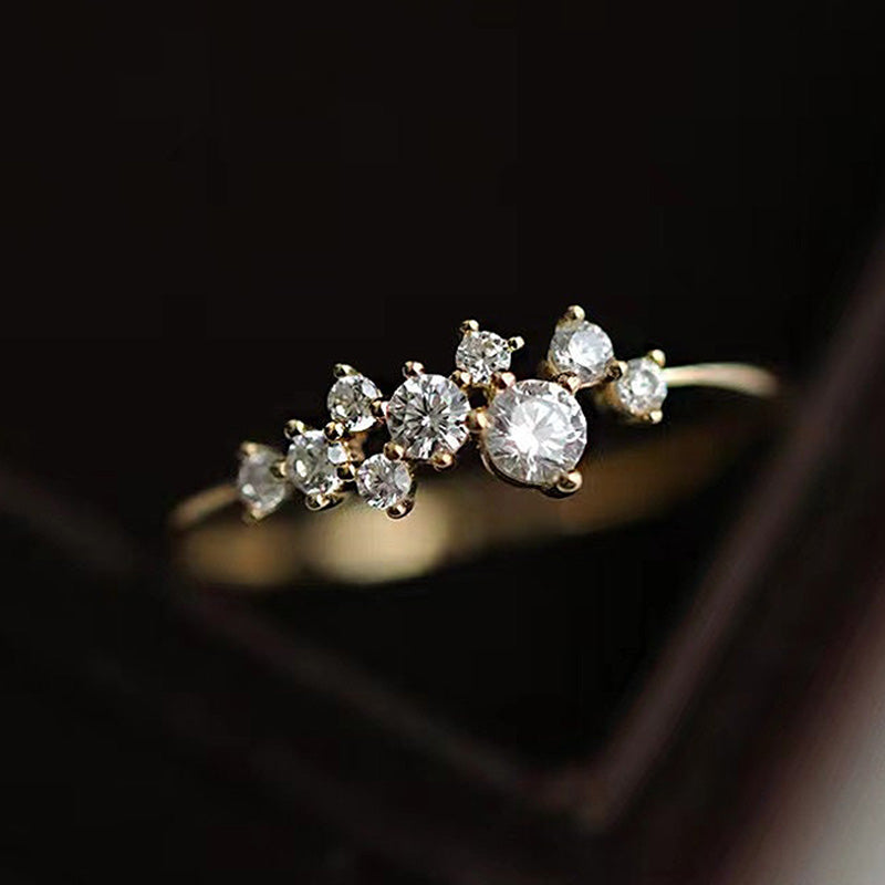 Elegant Gypsophila Yellow Gold Round Cut Wedding Band In Sterling Silver-Sterling Silver-lornajewelry