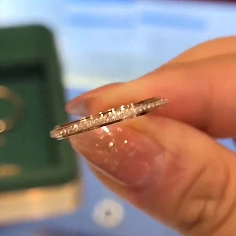 Desirable Yellow Gold Pave Wedding Band-Sterling Silver-lornajewelry