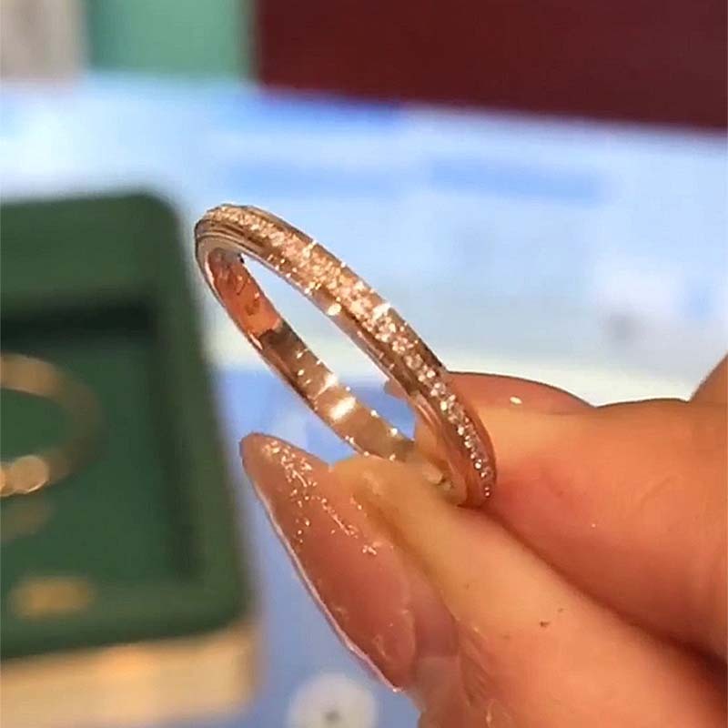 Desirable Yellow Gold Pave Wedding Band-Sterling Silver-lornajewelry