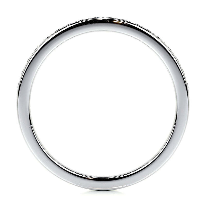 Exclusive Channel Set Curved Half Wedding Band In Sterling Silver-Sterling Silver-lornajewelry