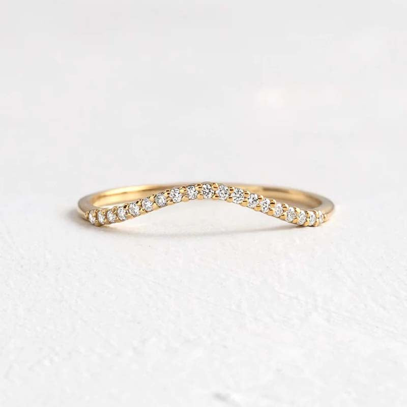 Unique Yellow Gold Pave Wedding Band-Sterling Silver-lornajewelry