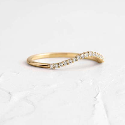 Unique Yellow Gold Pave Wedding Band-Sterling Silver-lornajewelry